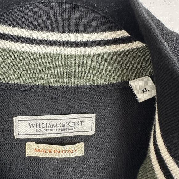 Williams Kent Sweater Mens XL Italian Merino Wool Black 1/4 Zip Vest Golf Preppy - Picture 5 of 11